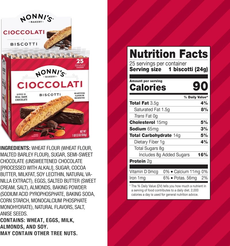 Nonni's Cioccolati Biscotti - Chocolate Dipped Almond Cookies - Image 2
